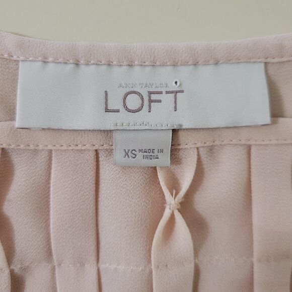 Loft Women's Blush Pink Sheer Pleated Yoke Blouse - Picture 2 of 10